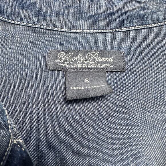 Lucky Brand | Women | Chambray Linen Blend Popover Mini Shirt Dress | Sz Small - Picture 7 of 12